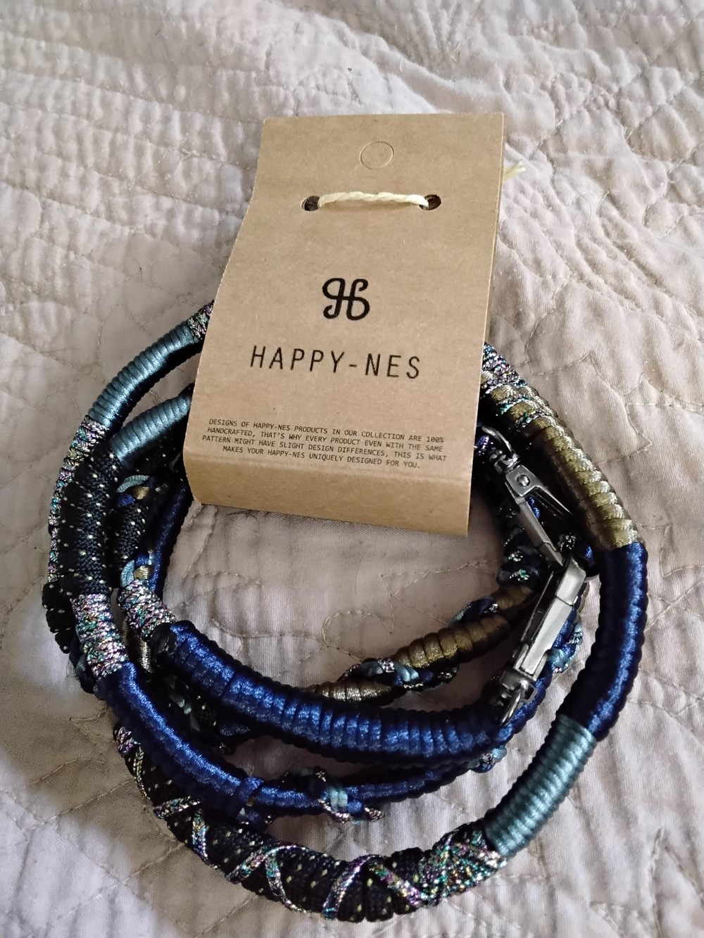 HAPPY-NES Braided Multicolor Cell Phone Cord.  Lobster-type Closure.